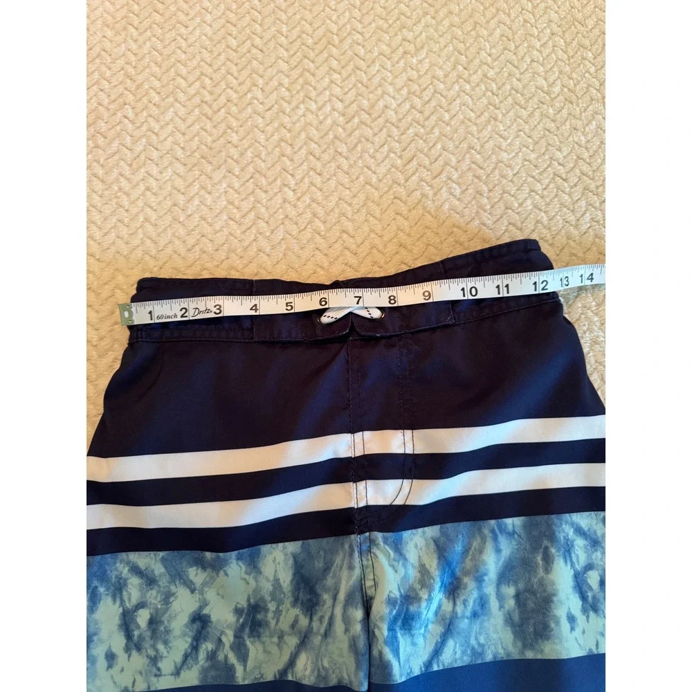 Cat & Jack Boys Blue Colorblock Tie Dye Striped Swim Trunks Board Shorts L 12/14